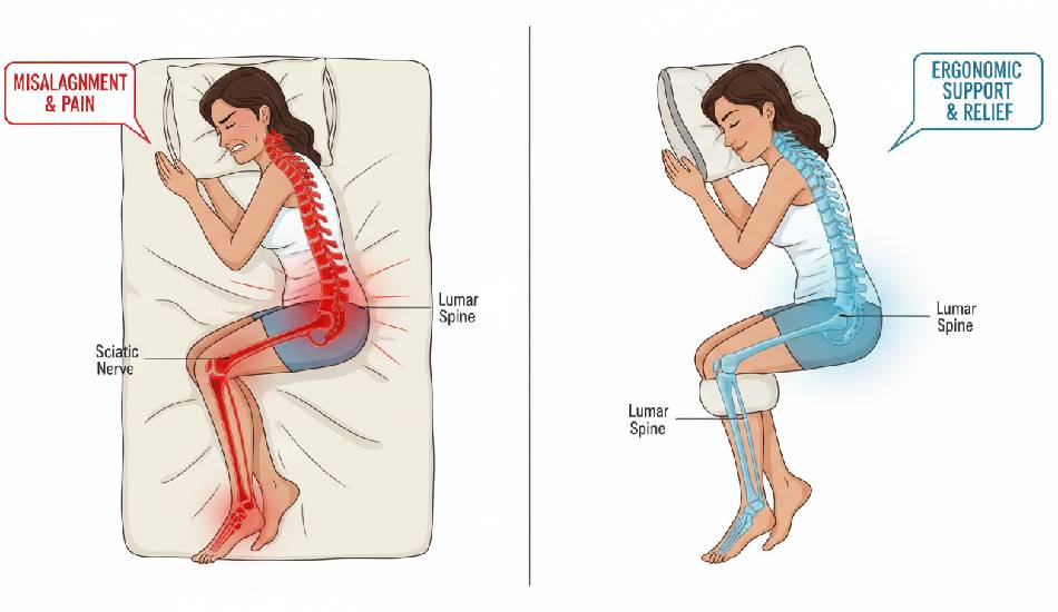 Sciatica Pillow for Side Sleepers